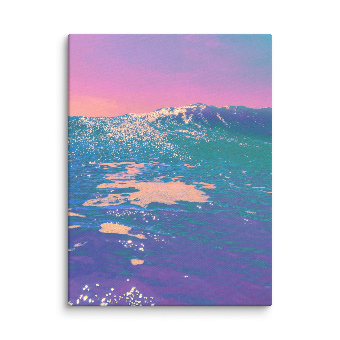Canvas print of a ocean landscape with a pastel sky and water.
