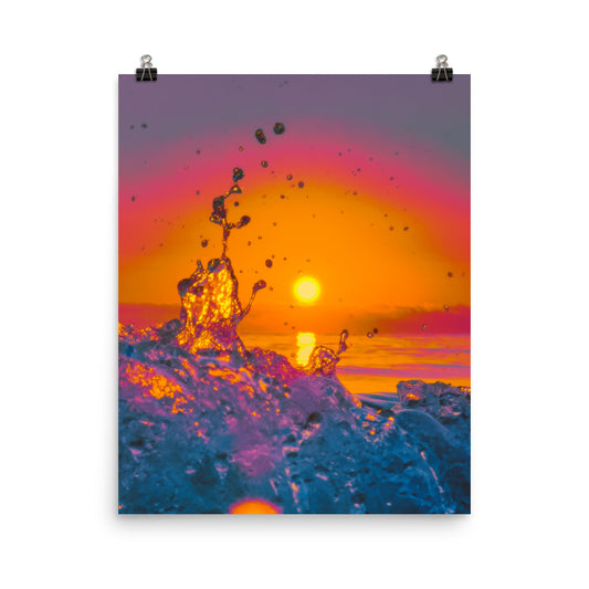 Vaporwave summer sun waves ocean photography poster print by Nathan Head.