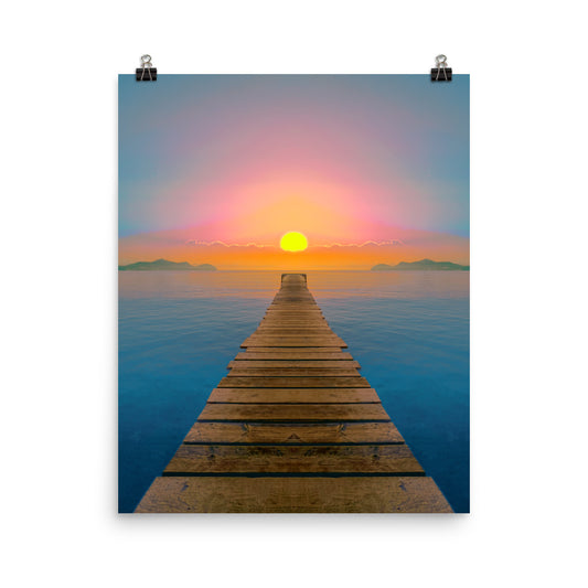 Vaporwave ocean sunset photography poster print by Nathan Head.