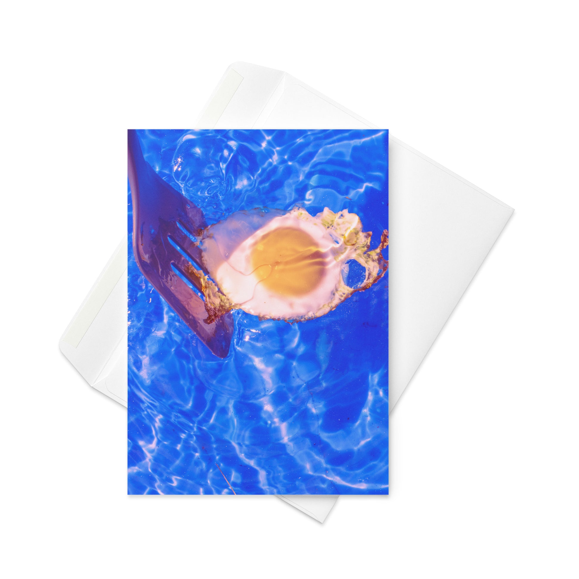 Greeting card with an egg in water.
