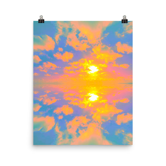 Vaporwave ocean sunset reflection photography poster print by Nathan Head.