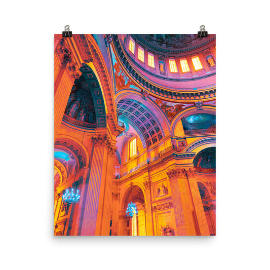 Colourful pop art cathedral photography poster print by Nathan Head.