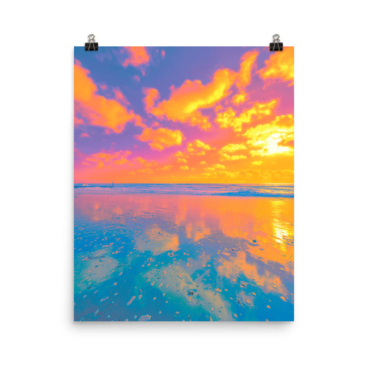 Vaporwave sunset ocean reflections photography poster print by Nathan Head.