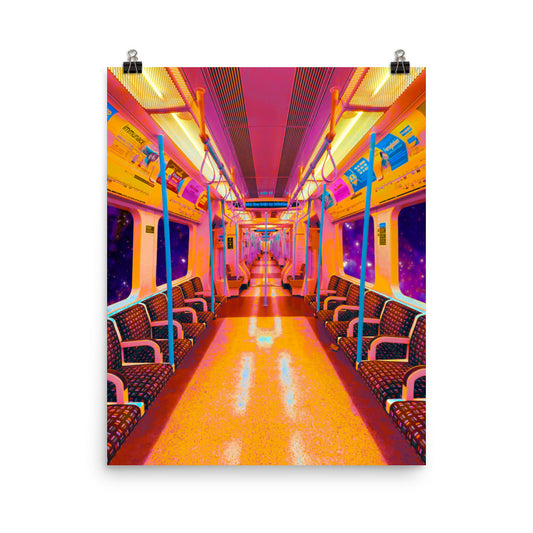 Vaporwave space train photography poster print by Nathan Head.