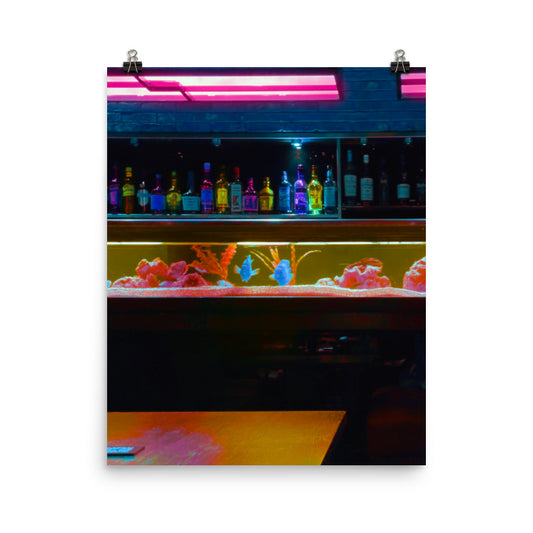 Vaporwave neo noir bar photography poster print by Nathan Head.
