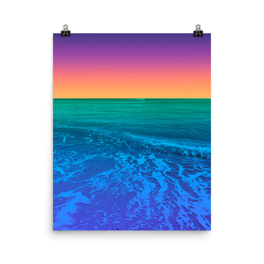Vaporwave tropical sunset ocean photography poster print by Nathan Head.