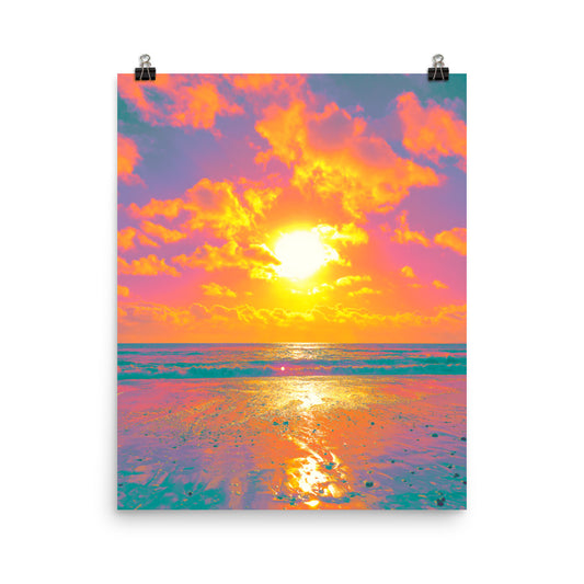 Vaporwave orange ocean sunset photography poster print by Nathan Head.
