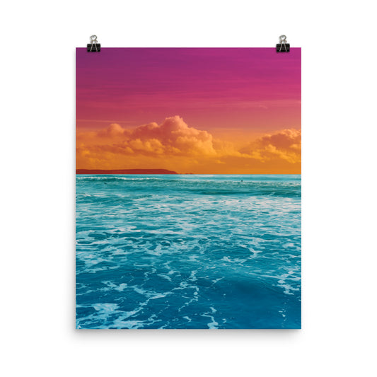 Vaporwave ocean sunset photography poster print by Nathan Head.