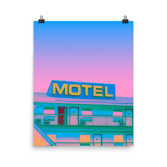Vaporwave candy motel sunset photography poster print by Nathan Head.