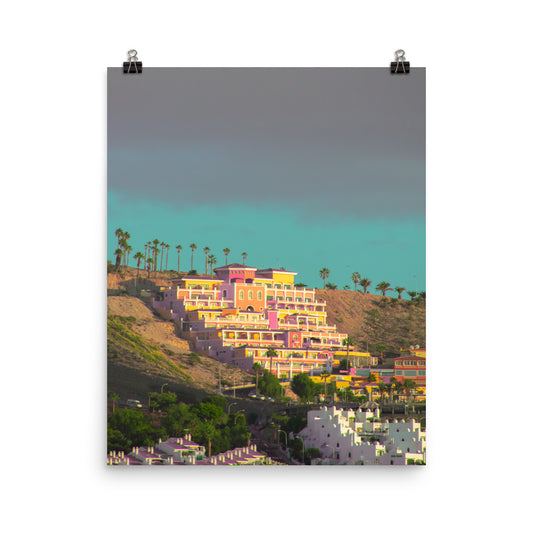 Vaporwave orange building landscape photography poster print by Nathan Head.