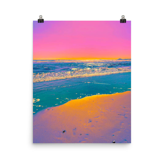 Vaporwave pink ocean sunset photography poster print by Nathan Head.