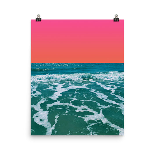 Orange summer sunset ocean photography poster print by Nathan Head.