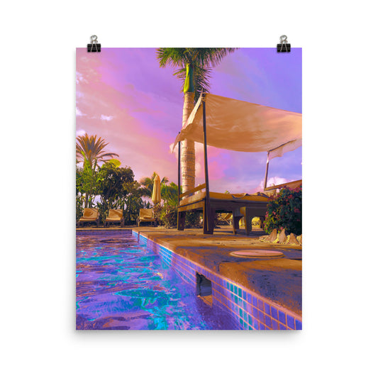 Vaporwave purple swimming pool photography poster print by Nathan Head.