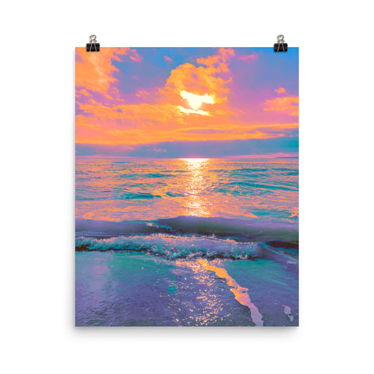 Vaporwave colourful ocean sunrise photography poster print by Nathan Head.