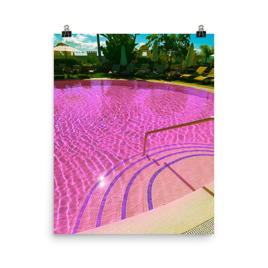 Vaporwave pink swimming pool photography poster print by Nathan Head.