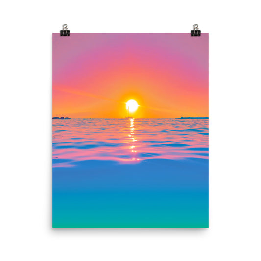Vaporwave rainbow sunset ocean photography poster print by Nathan Head.