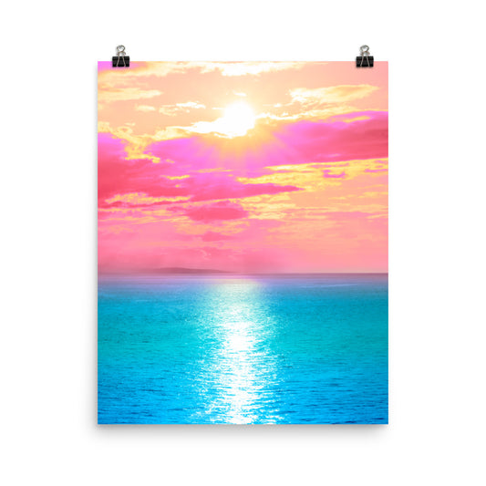 Pink anime clouds photography poster print by Nathan Head.