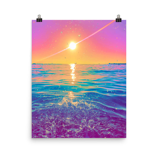 Vaporwave summer sunset ocean photography poster print by Nathan Head.