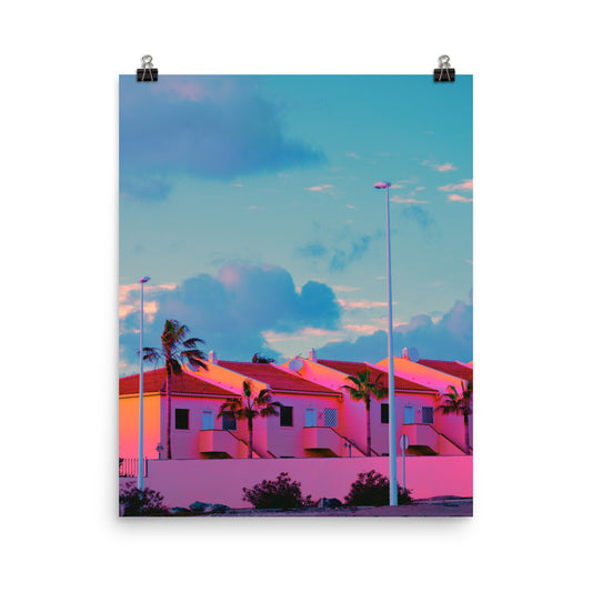 Vaporwave pastel pink house photography poster print by Nathan Head.