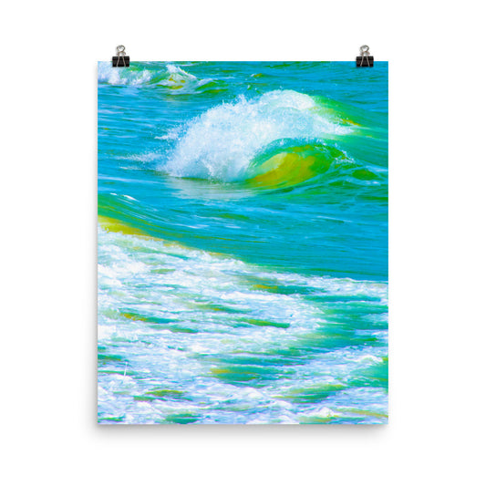 Vaporwave green surfing ocean photography poster print by Nathan Head.