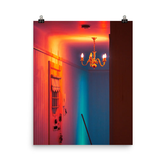 Vaporwave neo noir interior photography poster print by Nathan Head.
