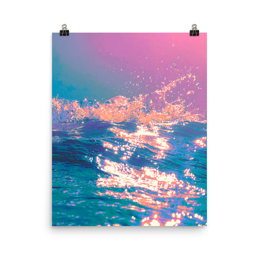 Vaporwave blue purple ocean photography poster print by Nathan Head.