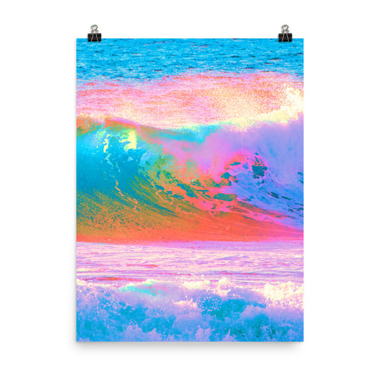 Vaporwave colourful ocean waves photography poster print by Nathan Head.