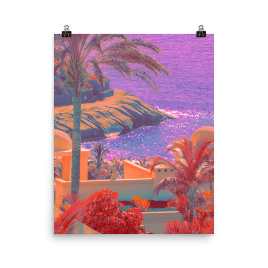 Vaporwave purple ocean tropical photography poster print by Nathan Head.