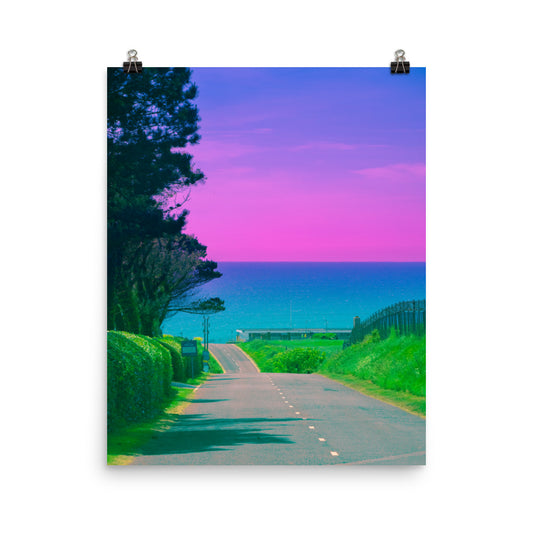 Vaporwave anime aesthetic landscape photography poster print by Nathan Head.