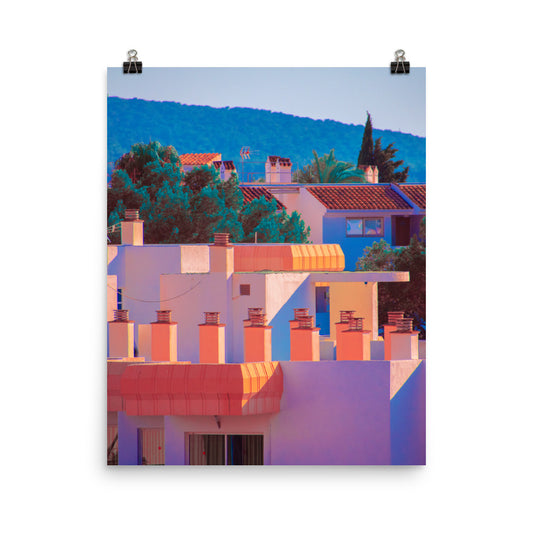 Coral rooftops summer photography poster print by Nathan Head.