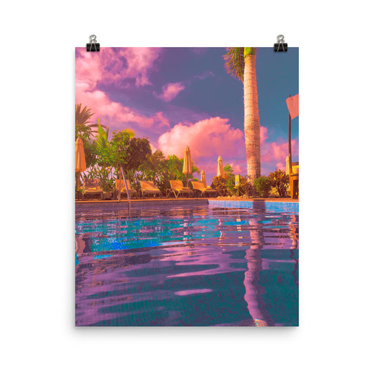 Vaporwave purple swimming pool photography poster print by Nathan Head.