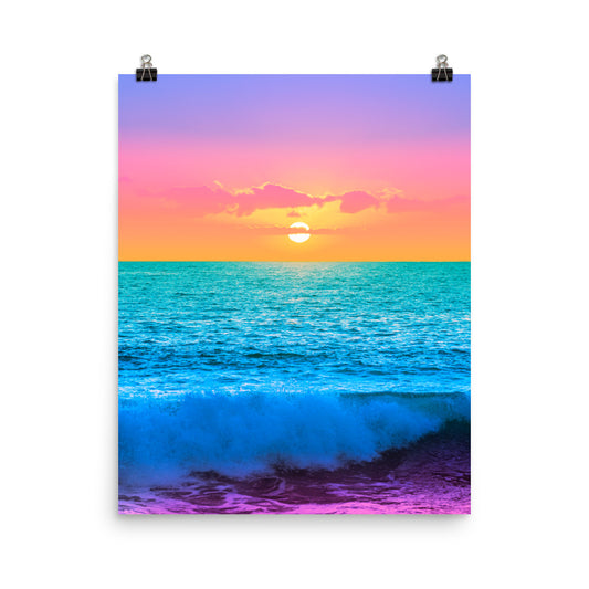 Vaporwave rainbow ocean sunset photography poster print by Nathan Head.