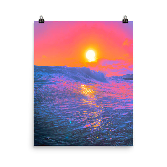 Vaporwave ocean sunset photography poster print by Nathan Head.