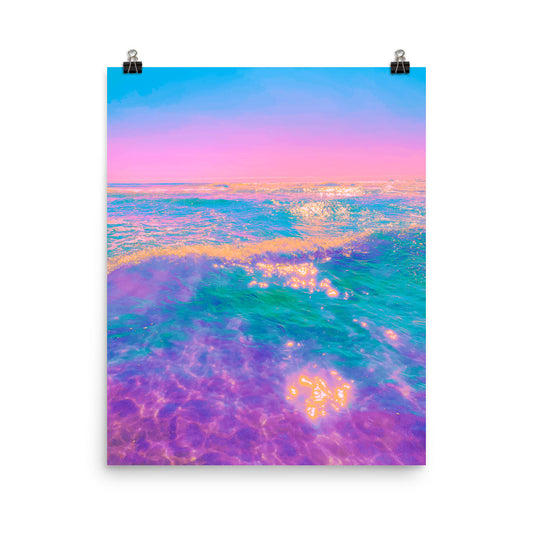 Vaporwave colourful ocean photography poster print by Nathan Head.