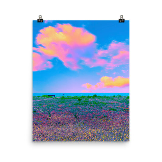 Vaporwave ocean sunset clouds photography poster print by Nathan Head.