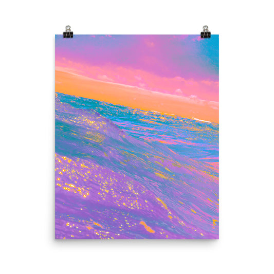 Vaporwave ocean sunset photography poster print by Nathan Head.