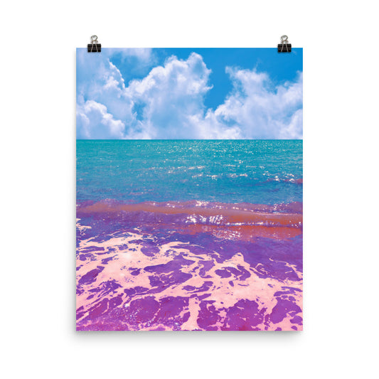 Vaporwave anime ocean photography poster print by Nathan Head.