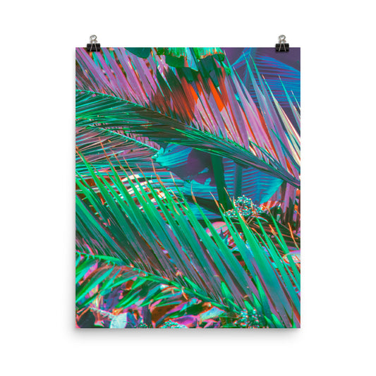 Vaporwave psychedelic flowers palms photography poster print by Nathan Head.