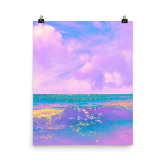 Vaporwave anime ocean photography poster print by Nathan Head.