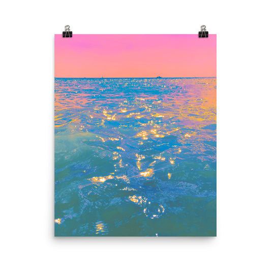 Vaporwave sunset ocean photography poster print by Nathan Head.
