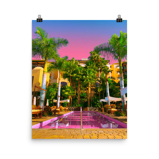Vaporwave hotel pool photography poster print by Nathan Head.