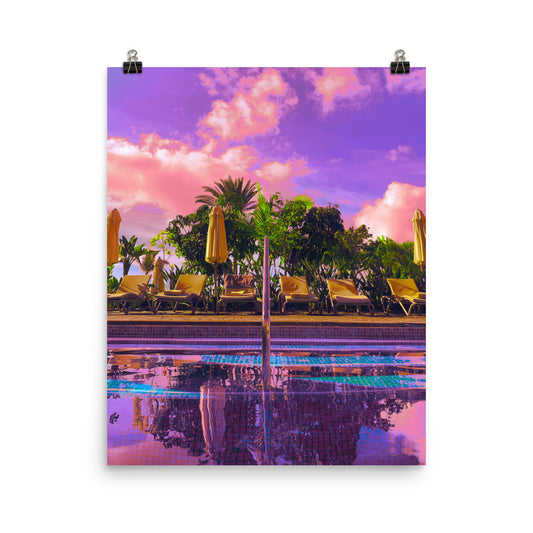Vaporwave purple swimming pool photography poster print by Nathan Head.