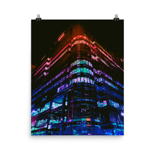 Vaporwave y2k aesthetic futuristic cityscape photography poster print by Nathan Head.