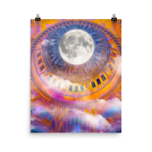 Ethereal cosmic moon church photography poster print by Nathan Head.