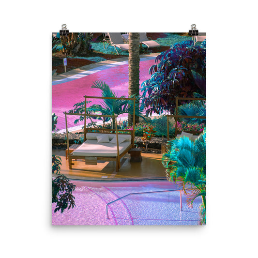 Vaporwave summer purple pink swimming pool photography poster print by Nathan Head.
