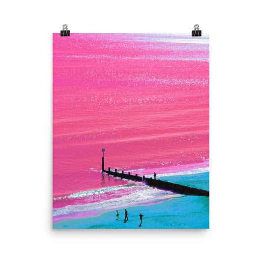 Vaporwave pink ocean photography poster print by Nathan Head.