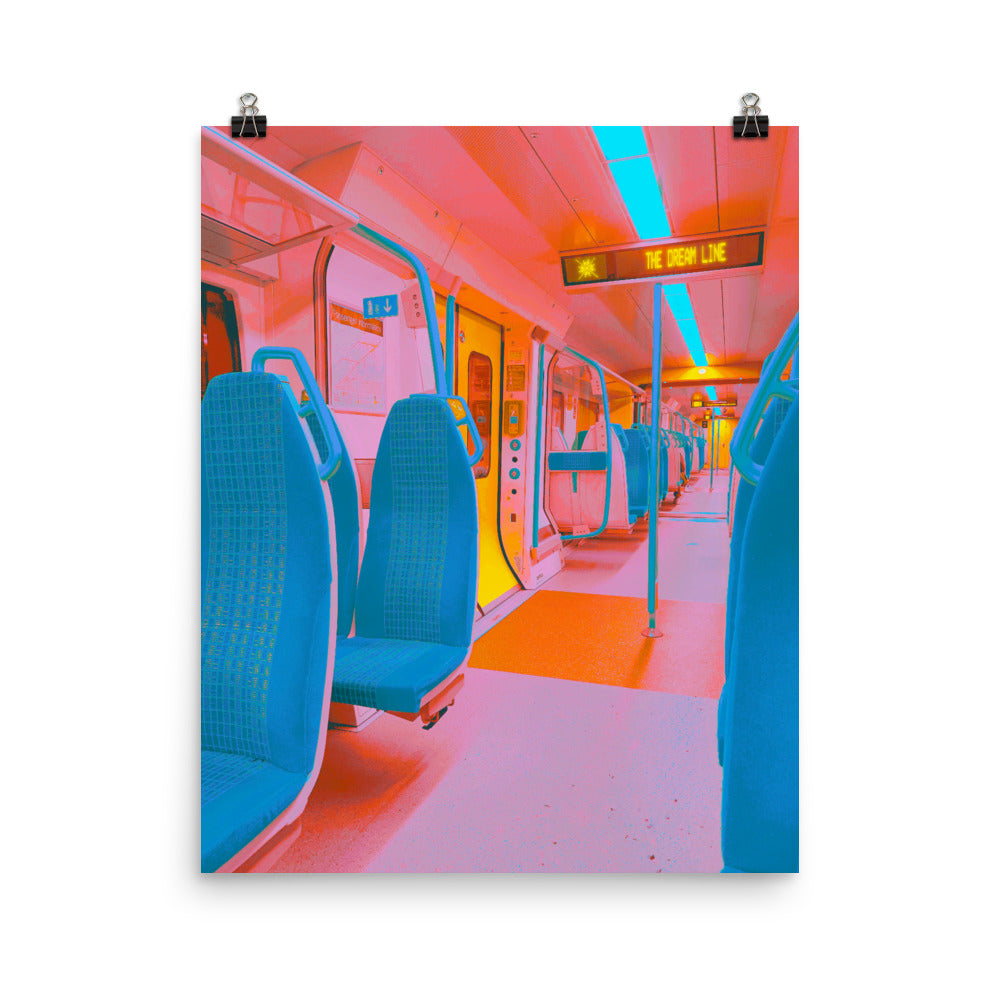 Vaporwave pink train photography poster print by Nathan Head.